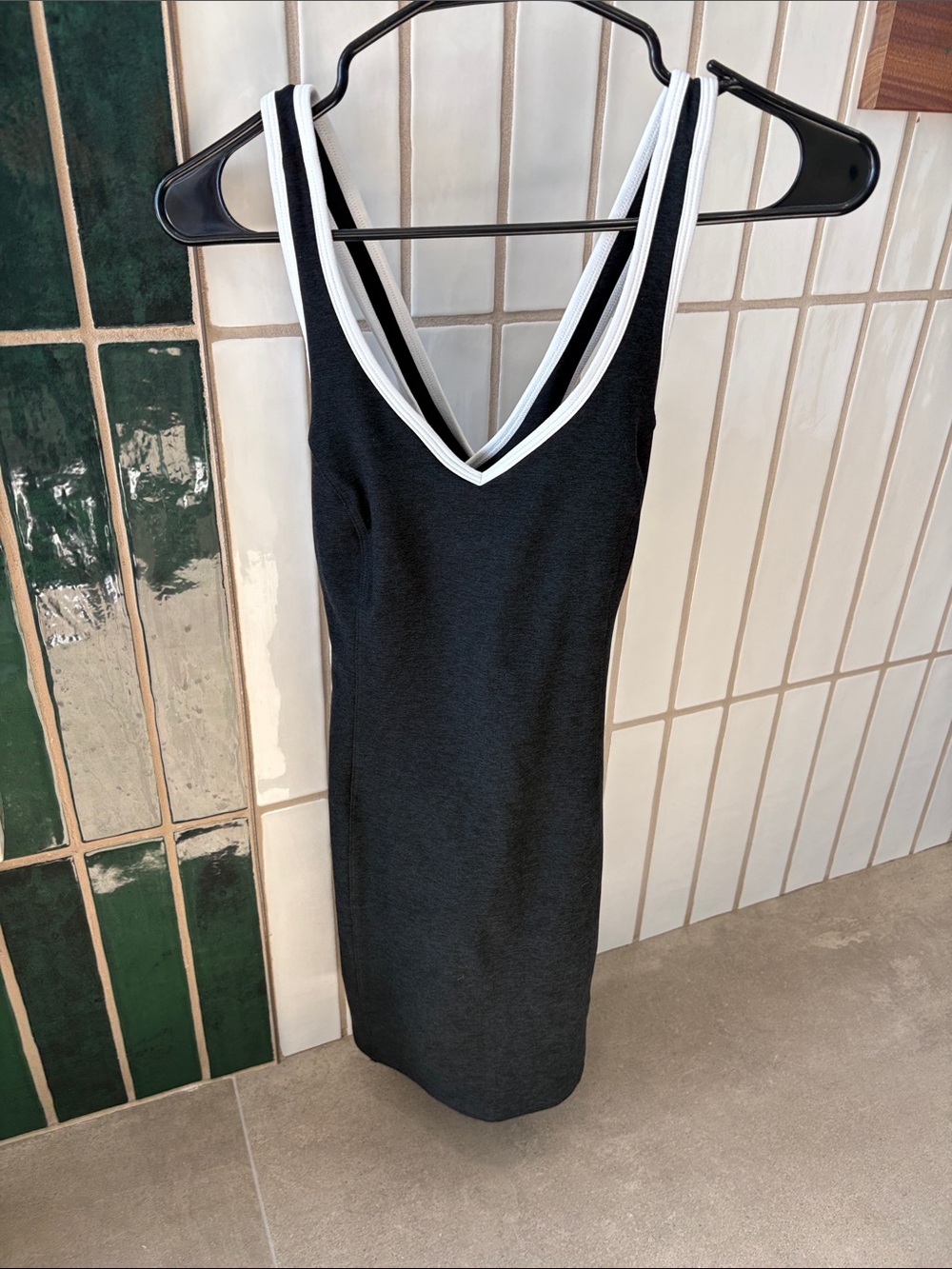 Beyond Yoga Black dress with White Trim